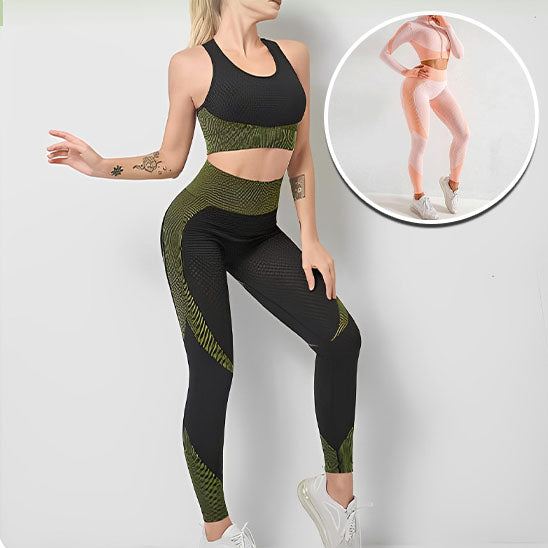 tenue de yoga sport gym fitness brassière bretelles croisées dans le dos nu legging femme moulant sexy