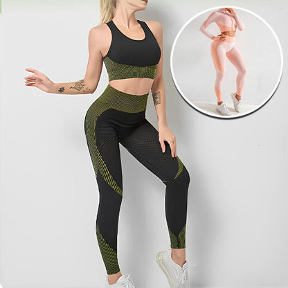 tenue de yoga sport gym fitness brassière bretelles croisées dans le dos nu legging femme moulant sexy