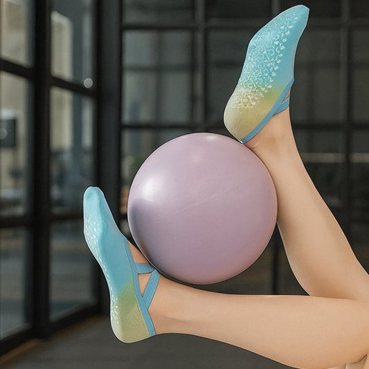 Yoga chaussettes bleues femme anti-dérapantes