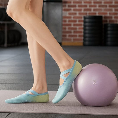 Yoga chaussettes femme antidérapantes bleues