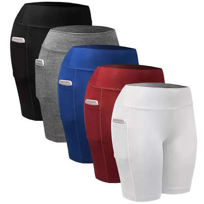 Yoga shorts femme – coloris noir, gris, bleu, rouge et blanc