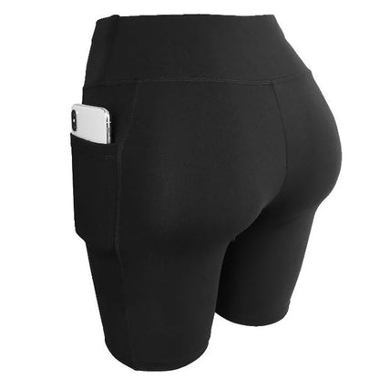 Yoga shorts femme noir avec poche smartphone – vue de face