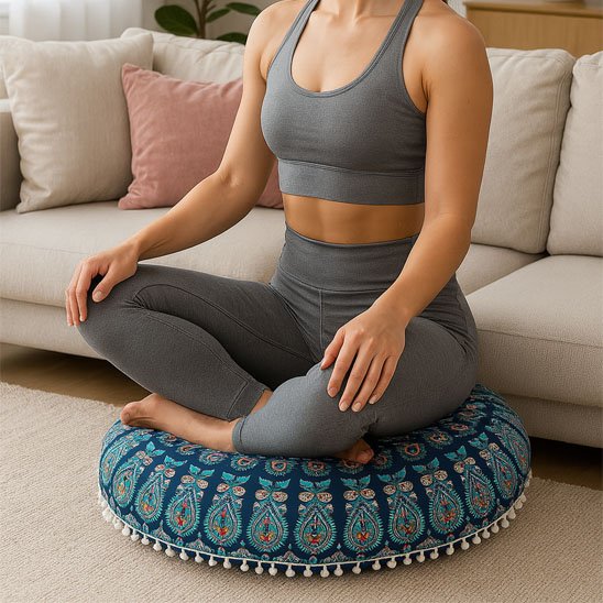 Zafu mandala bleu femme tailleur