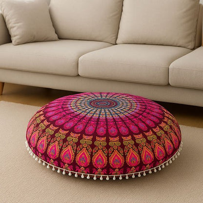 Zafu rond mandala rose orange