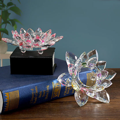 Bougeoir zen fleur de lotus en cristal sans bougie – décoration spirituelle
