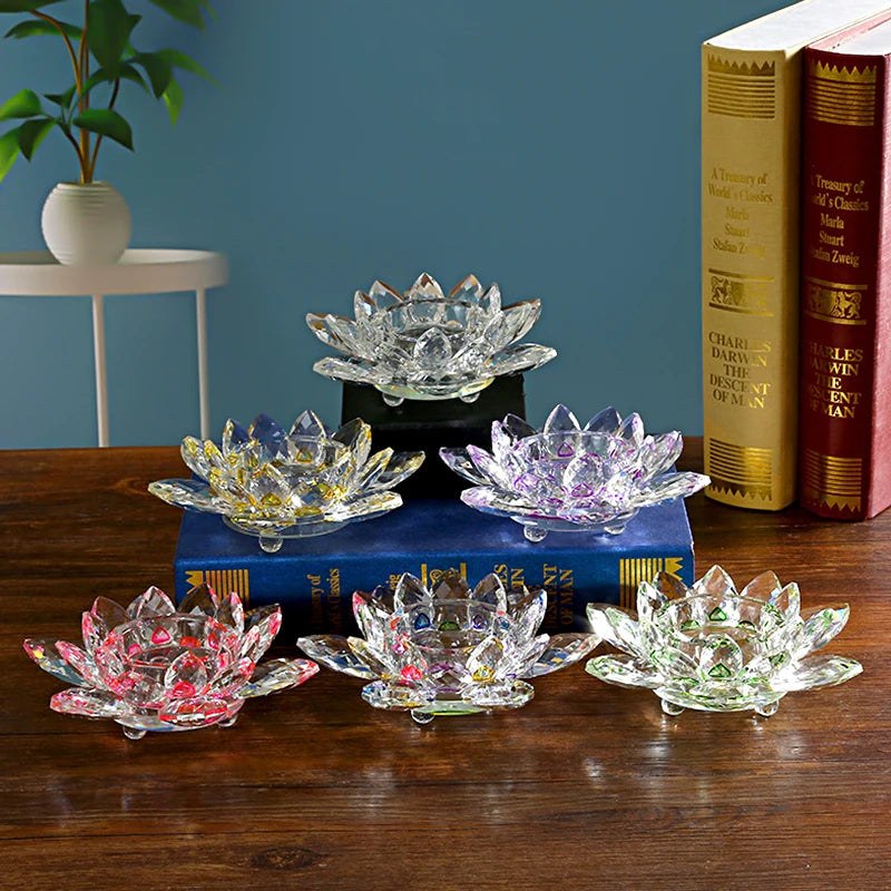 Bougeoir zen fleur de lotus en cristal  – décoration méditation